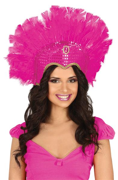 Grote foto feather headpiece fuchsia verzamelen overige verzamelingen