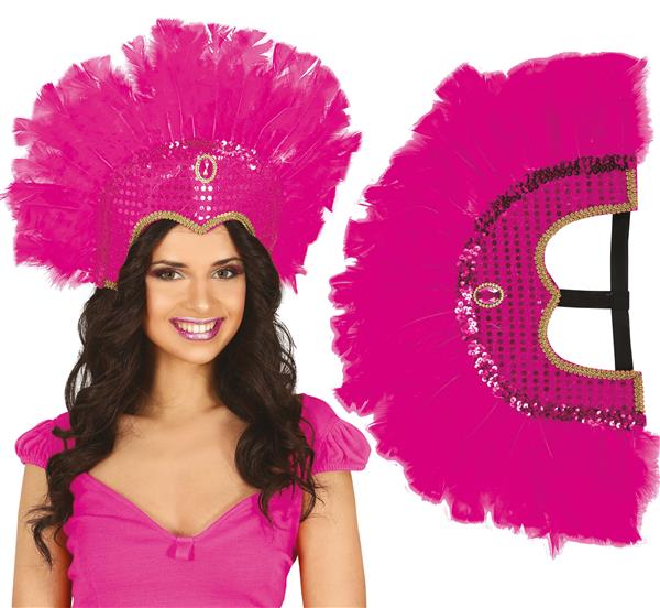 Grote foto feather headpiece fuchsia verzamelen overige verzamelingen