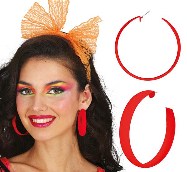 Grote foto neon hoop earrings rood verzamelen overige verzamelingen
