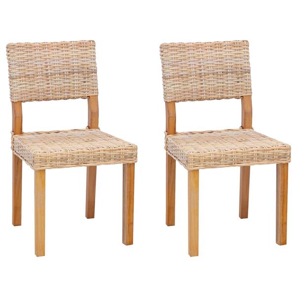 Grote foto vidaxl eetkamerstoel 2 pcs naturel 46 x 55 x 84 cm kubu rattan huis en inrichting stoelen