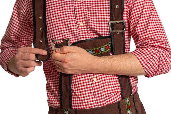 Grote foto lederhose johann met verstelbare bretels donkerbruin lang verzamelen overige verzamelingen