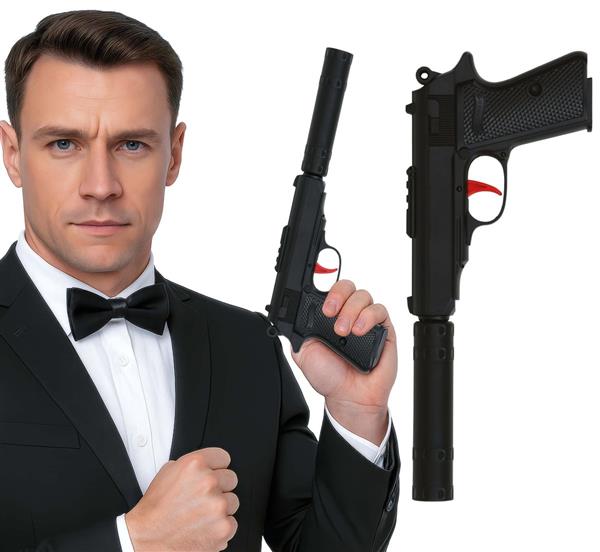 Grote foto pistool met geluiddemper 29 cm verzamelen overige verzamelingen