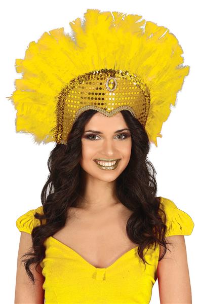 Grote foto feather headpiece geel verzamelen overige verzamelingen