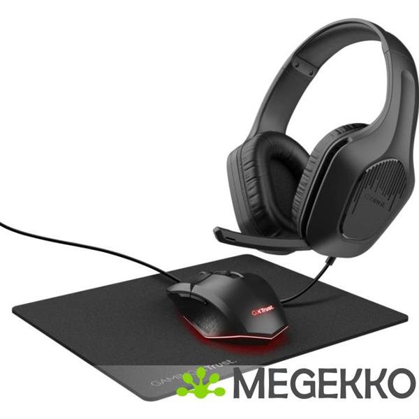 Grote foto trust gxt 790 3 in 1 muis muismat en headset bundel zwart audio tv en foto koptelefoons