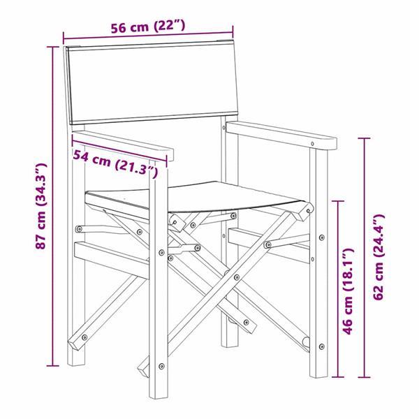 Grote foto vidaxl vouwbare regisseursstoel grijs 56 x 54 x 87 cm massief teakhout tuin en terras tuinmeubelen