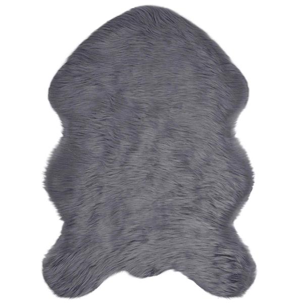 Grote foto vidaxl nep schapenvacht tapijt tafalla antraciet 60 x 90 cm polyester huis en inrichting vloerbedekking en kleden