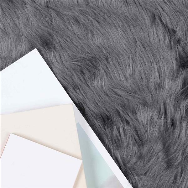 Grote foto vidaxl nep schapenvacht tapijt tafalla antraciet 60 x 90 cm polyester huis en inrichting vloerbedekking en kleden