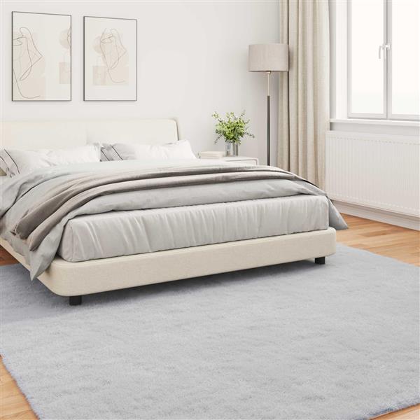 Grote foto vidaxl nep konijnenbont tapijt olite grijs 240 x 240 cm polyester huis en inrichting vloerbedekking en kleden