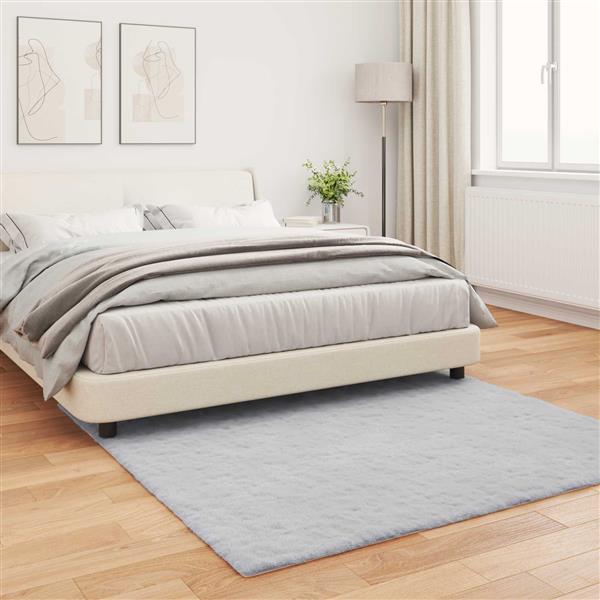 Grote foto vidaxl nep konijnenbont tapijt olite grijs 120 x 120 cm polyester huis en inrichting vloerbedekking en kleden