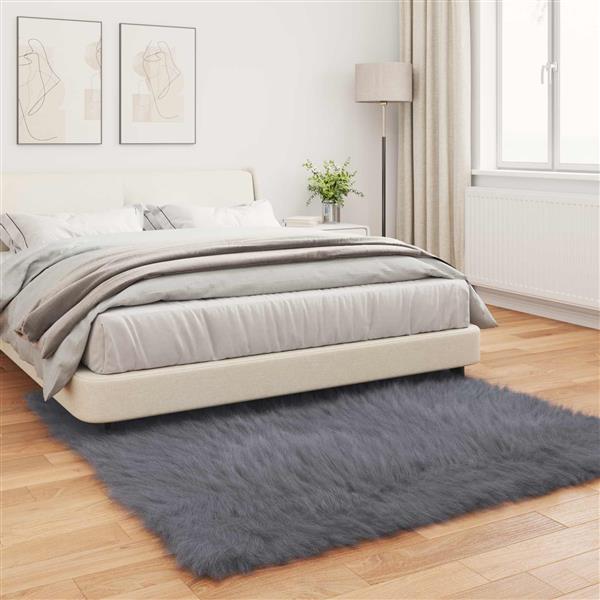 Grote foto vidaxl nep schapenvacht tapijt tafalla antraciet 120 x 120 cm huis en inrichting vloerbedekking en kleden