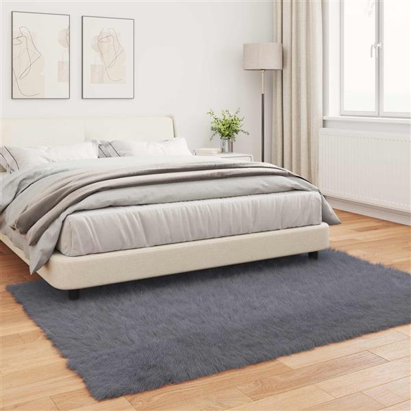 Grote foto vidaxl nep schapenvacht tapijt tafalla antraciet 140 x 200 cm huis en inrichting vloerbedekking en kleden