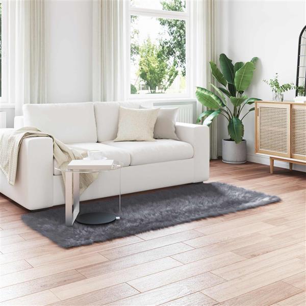 Grote foto vidaxl nep schapenvacht tapijt tafalla antraciet 100 x 200 cm huis en inrichting vloerbedekking en kleden