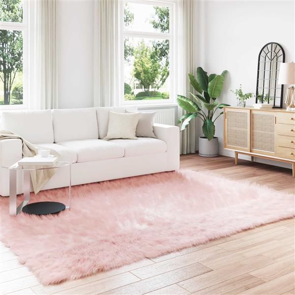 Grote foto vidaxl nep schapenvacht tapijt tafalla roze 240 x 340 cm polyester huis en inrichting vloerbedekking en kleden