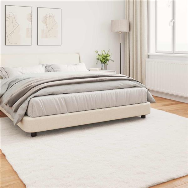 Grote foto vidaxl nep konijnenbont tapijt olite cr me 240 x 240 cm polyester huis en inrichting vloerbedekking en kleden