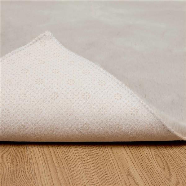 Grote foto vidaxl nep konijnenbont tapijt olite beige 160 x 160 cm polyester huis en inrichting vloerbedekking en kleden