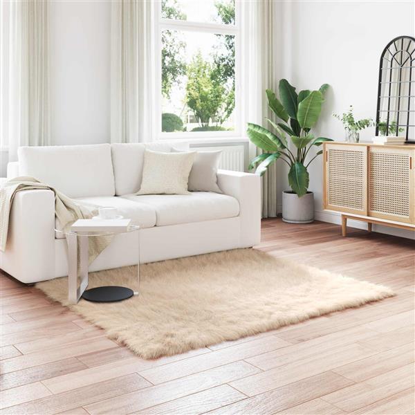 Grote foto vidaxl nep schapenvacht tapijt tafalla beige 120 x 120 cm polyester huis en inrichting vloerbedekking en kleden