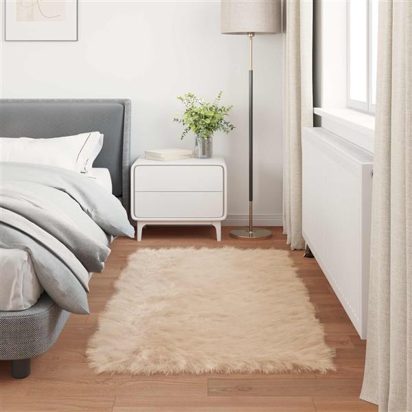 Grote foto vidaxl nep schapenvacht tapijt tafalla beige 80 x 150 cm polyester huis en inrichting vloerbedekking en kleden