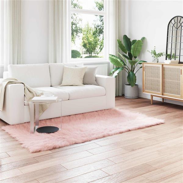 Grote foto vidaxl nep schapenvacht tapijt tafalla roze 80 x 200 cm polyester huis en inrichting vloerbedekking en kleden