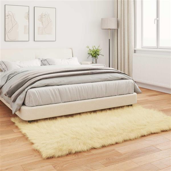 Grote foto vidaxl nep schapenvacht tapijt tafalla cr me 140 x 200 cm polyester huis en inrichting vloerbedekking en kleden