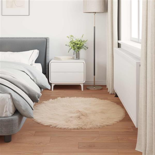 Grote foto vidaxl nep schapenvacht tapijt tafalla beige 80 cm polyester huis en inrichting vloerbedekking en kleden