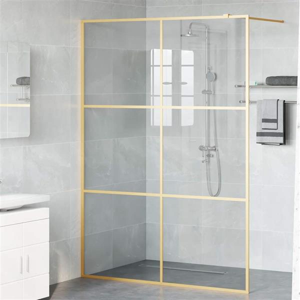 Grote foto vidaxl inloop douche wand goud 140 x 195 cm gehard glas huis en inrichting complete badkamers