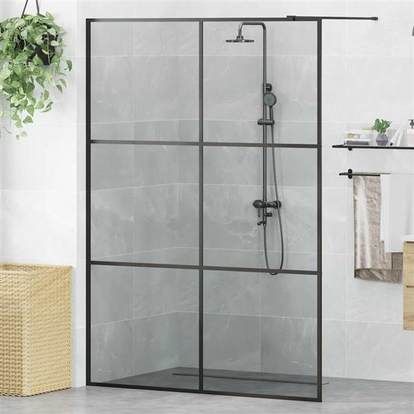 Grote foto vidaxl inloop douche wand zwart 140 x 195 cm gehard glas huis en inrichting complete badkamers
