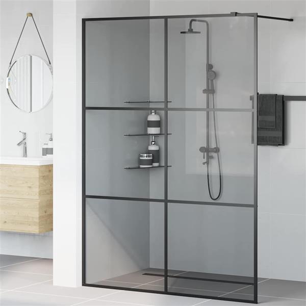 Grote foto vidaxl inloop douche wand zwart 140 x 195 cm gehard glas huis en inrichting complete badkamers