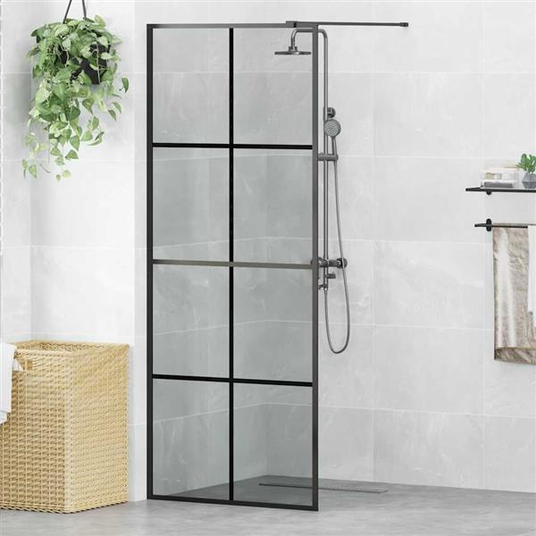 Grote foto vidaxl inloop douche wand zwart 80 x 195 cm gehard glas huis en inrichting complete badkamers