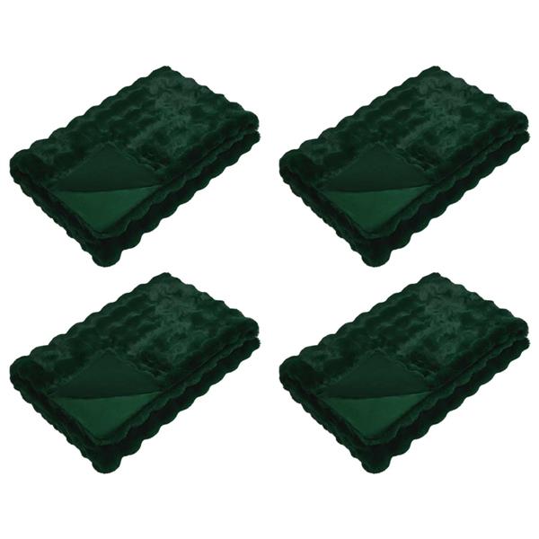 Grote foto vidaxl neppels konijnenbont deken 4 pcs donkergroen 130 x 150 cm huis en inrichting bedden