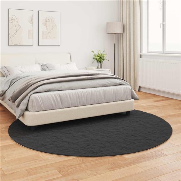 Grote foto vidaxl nep konijnenbont tapijt olite zwart 200 cm polyester huis en inrichting vloerbedekking en kleden