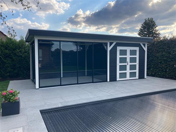 Grote foto vuren topvision bosuil 300 x 300 en luifel 300 cm tuin en terras tuinhuisjes en blokhutten