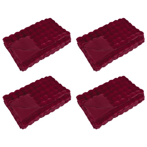 Grote foto vidaxl neppels konijnenbont deken 4 pcs bordeaux rood 130 x 150 cm huis en inrichting bedden