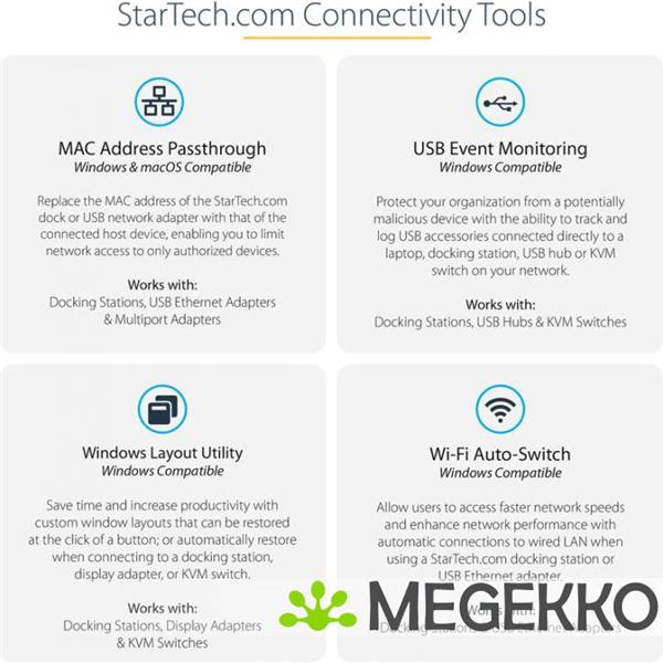 Grote foto startech.com dkt30chvausp notebook dock poortreplicator bedraad usb 3.0 3.1 gen 1 type c zwart computers en software overige computers en software