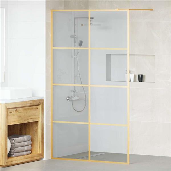 Grote foto vidaxl inloop douche wand goud 115 x 195 cm gehard glas huis en inrichting complete badkamers