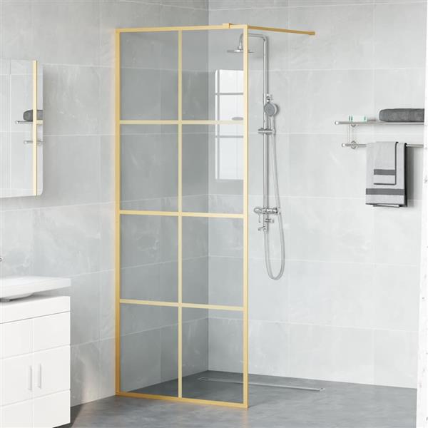 Grote foto vidaxl inloop douche wand goud 80 x 195 cm gehard glas huis en inrichting complete badkamers