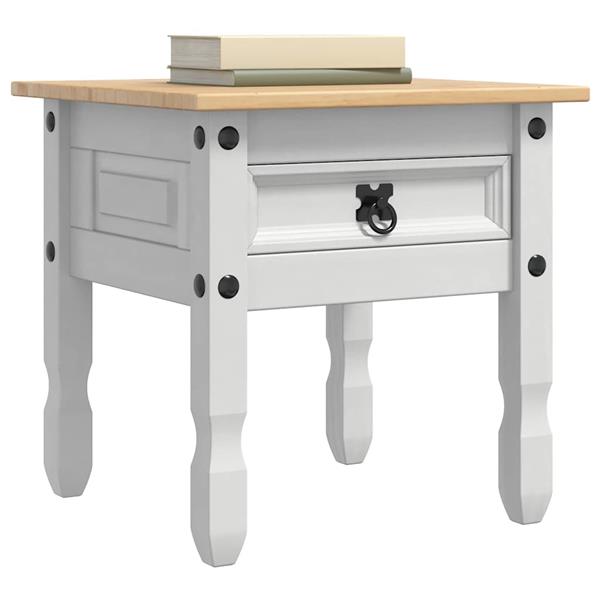 Grote foto vidaxl bijzettafel met lade wit 50 x 50 x 50 cm massief grenenhout huis en inrichting eettafels