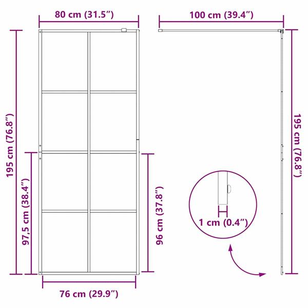 Grote foto vidaxl inloop douche wand goud 80 x 195 cm gehard glas huis en inrichting complete badkamers