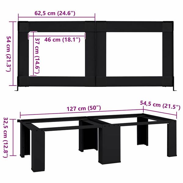 Grote foto vidaxl wasmachine pedestal 2 pcs zwart 127 x 54 5 x 32 5 cm staal witgoed en apparatuur wasmachines