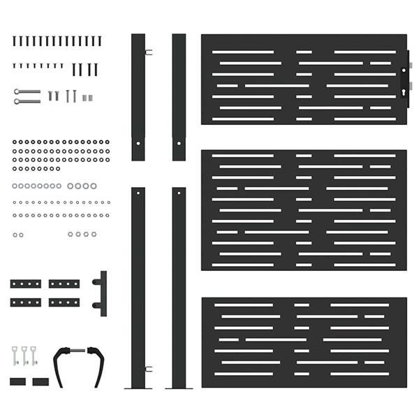 Grote foto vidaxl tuinpoort met slot zwart 85 x 130 cm gepoedercoat staal tuin en terras hekken en schuttingen