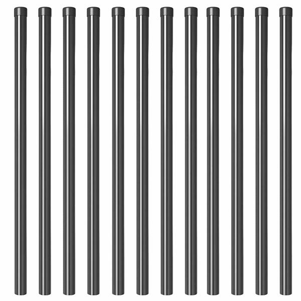 Grote foto vidaxl afrasteringspaal 12 pcs grijs 110 cm poedergecoat staal tuin en terras overige tuin en terras