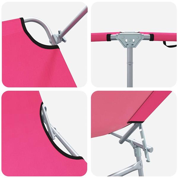 Grote foto vidaxl ligstoel 2 pcs roze 58 x 188 x 77cm polyester tuin en terras tuinmeubelen