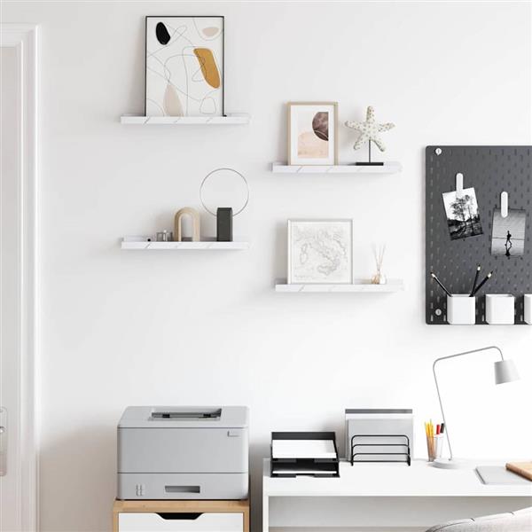 Grote foto vidaxl wandplank met plank 4 pcs wit marmer 40 x 9 x 3 cm bewerkt hout huis en inrichting woningdecoratie