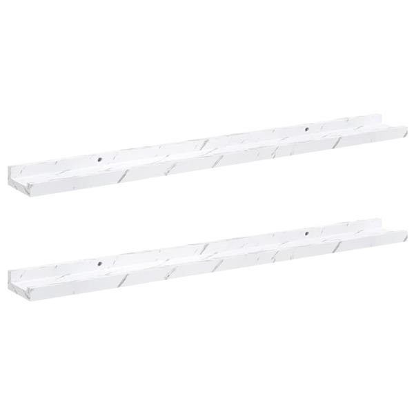 Grote foto vidaxl wandplank met plank 2 pcs wit marmer 80 x 9 x 3 cm bewerkt hout huis en inrichting woningdecoratie