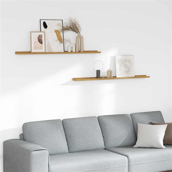Grote foto vidaxl wandplank met plank 2 pcs beige 115 x 9 x 3 cm bewerkt hout huis en inrichting woningdecoratie