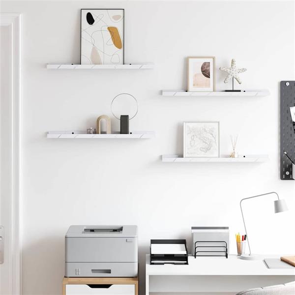 Grote foto vidaxl wandplank met plank 4 pcs wit marmer 60 x 9 x 3 cm bewerkt hout huis en inrichting woningdecoratie