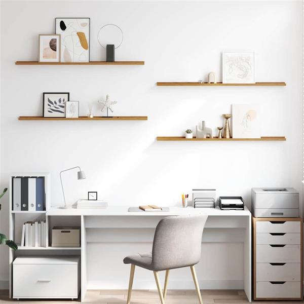 Grote foto vidaxl wandplank met plank 4 pcs beige 115 x 9 x 3 cm bewerkt hout huis en inrichting woningdecoratie