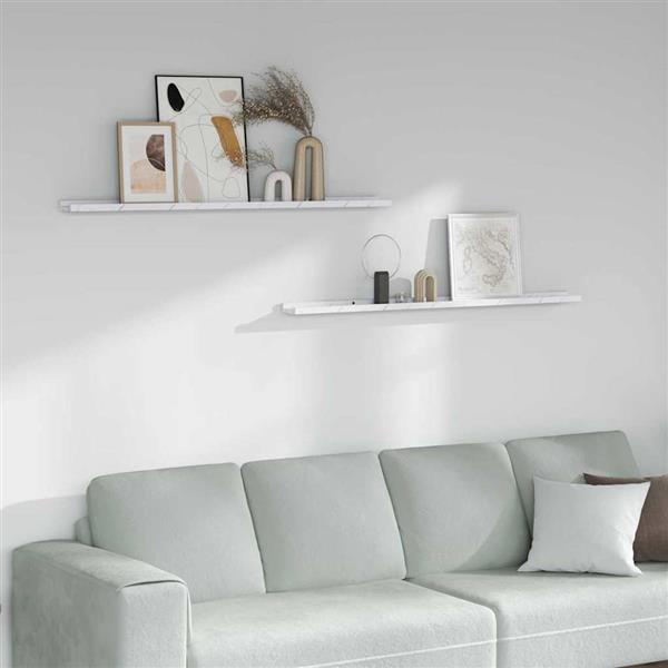 Grote foto vidaxl wandplank 2 pcs wit marmer 115 x 9 x 3 cm bewerkt hout huis en inrichting woningdecoratie