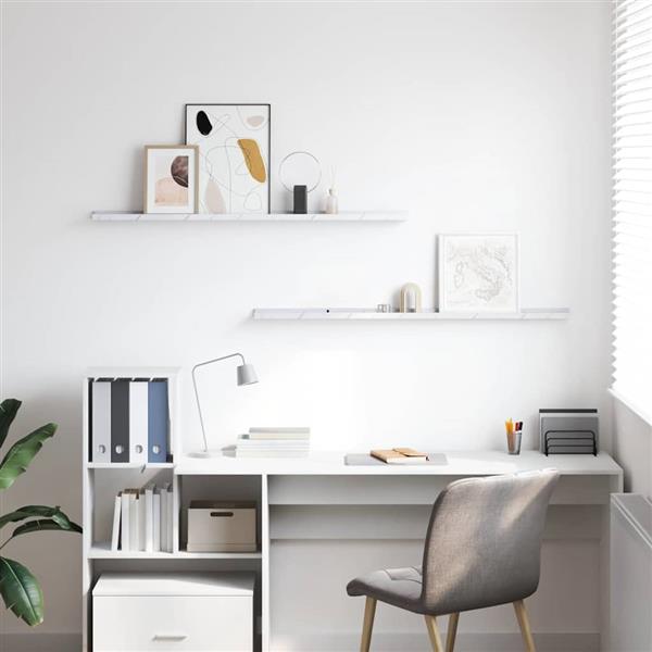 Grote foto vidaxl wandplank 2 pcs wit marmer 115 x 9 x 3 cm bewerkt hout huis en inrichting woningdecoratie