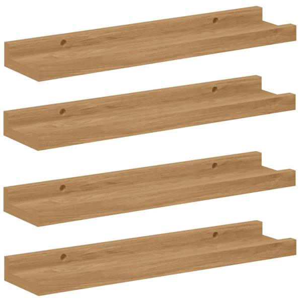 Grote foto vidaxl wandplank met plank 4 pcs bruin 40 x 9 x 3 cm bewerkt hout huis en inrichting woningdecoratie