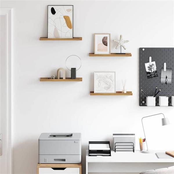 Grote foto vidaxl wandplank met plank 4 pcs bruin 40 x 9 x 3 cm bewerkt hout huis en inrichting woningdecoratie